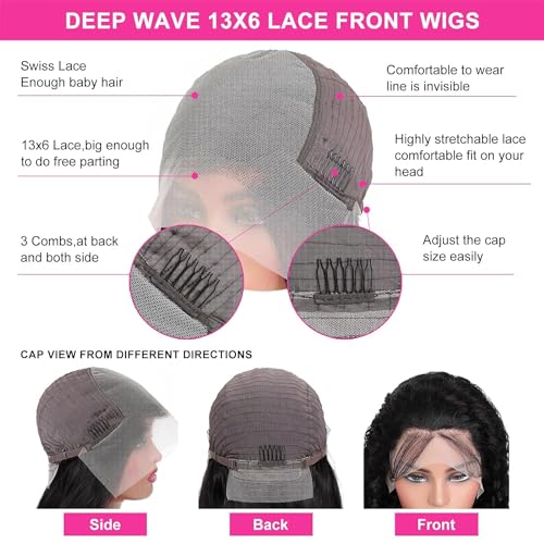 32 Inch Human Hair Wigs Lace Front Wigs Human Hair Pre Plucked Loose Deep Wave Lace Front Wigs Human Hair with Baby Hairline