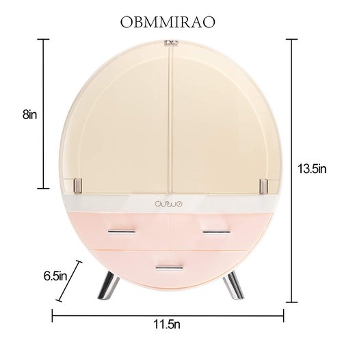 OBMMIRAO Elegant Dustproof Makeup Storage Organizer Box, Waterproof Medium Cosmetics Organizer Storage with Drawers Skincare Cosmetic Display Cases for Countertop Bathroom Dresser Dedroom