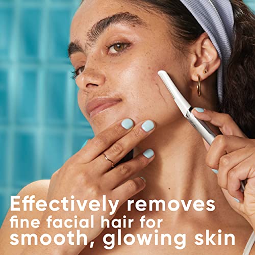 Gillette Venus Facial Razor, Exfoliating Dermaplaning Tool for Face, Replaceable Refills, Removes Fine Facial Hair, Exfoliates Dead Skin, Skin Defense Guard, Handle with 5 Blade Refills