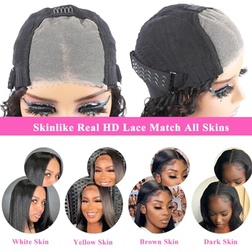 FQ Glueless Wigs Human Hair Wear and Go Kinky Curly 4x4 Lace Front Wigs Human Hair 28inch Glueless Wig for Beginners Curly Closure Wigs Human Hair for Women Ready to Wear No Glue