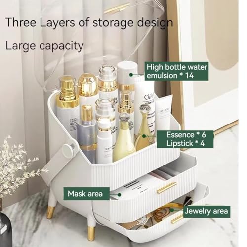Upgrade Large Makeup Organizer Countertop Vanity Case Skin Care Cosmetic Storage Box Bathroom Counter Perfume Skincare Organizers Make Up Caddy Gift for Women Girls Clear Design Easy Visibility