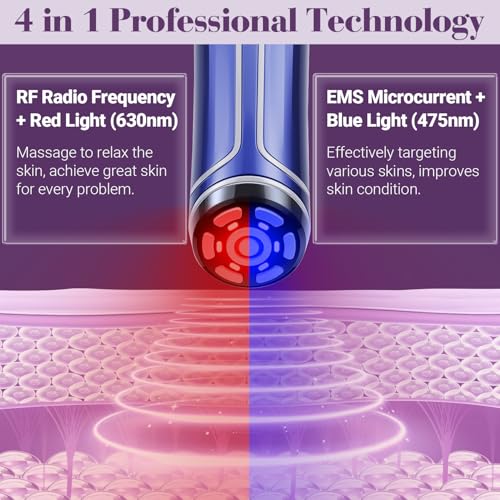RF Radio Frequency Facial Device - LED Red Light Therapy Device for Face Skin Care Home Use
