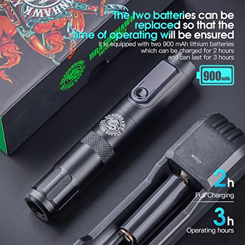 Dragonhawk X4 Tattoo Pen Kit Wireless Tattoo Machine Gun Kit Tattoo Cartridges Needles Black Tattoo Ink Supplies General Tattoo Kit TZ-025
