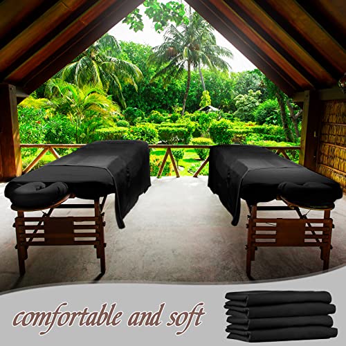 Oudain 8 Sets Soft Microfiber Massage Table Sheets Set 3 Piece Set Includes Massage Table Cover Fitted Sheet and Face Rest Cover(Black)