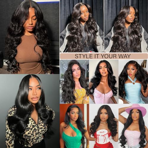 Body Wave Half Wig Human Hair 200% Density 3 In 1 Wear and Go Glueless Wigs Human Hair Seamless Half Wigs Human Hair Flip Over Wig Drawstring Headband Wig Human Hair Beginner Friendly 20 Inch