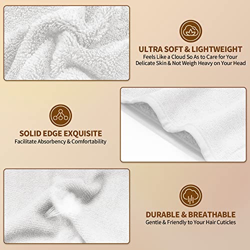NEXCOVER Hair Towel Microfiber, 2 Pack White 9.8 inch X 25.5 inch Hair Wrap,Ultra Absorbent Hair Turbans,Fast Drying Head Towels for Women Wet Hair,Long,Curly,Thick,Frizzy Hair