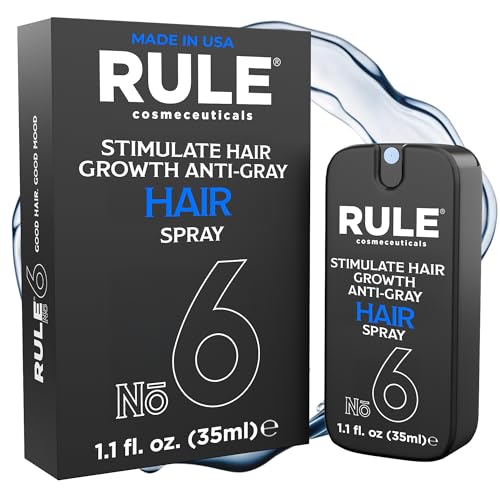 RULE No.6 Hair Growth Spray & Anti Grey Hair Treatment, Minoxidil Alternative Hair Regrowth Treatment for Men, Natural Hair Color Restorer, Topical Hair Growth Serum, Stop Hair Loss & Thinning