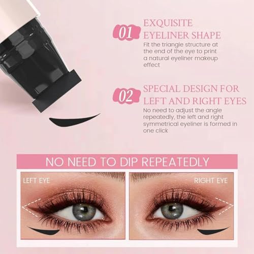 One Piece Eyeliner Stamp Pen, Winged Eyeliner Stamp Foldable, Dual-Ended Eye liner Stamps for Perfect Wing Cat Eyes, Eye Liner Waterproof Smudge Proof for All Eye Shapes (Black)