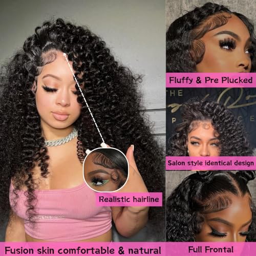 32 Inch Deep Wave Lace Front Wigs Human Hair 13x6 HD Lace Front Wigs Pre Plucked 200% Density Glueless Wigs with Baby Hair Deep Curly Wig for Women