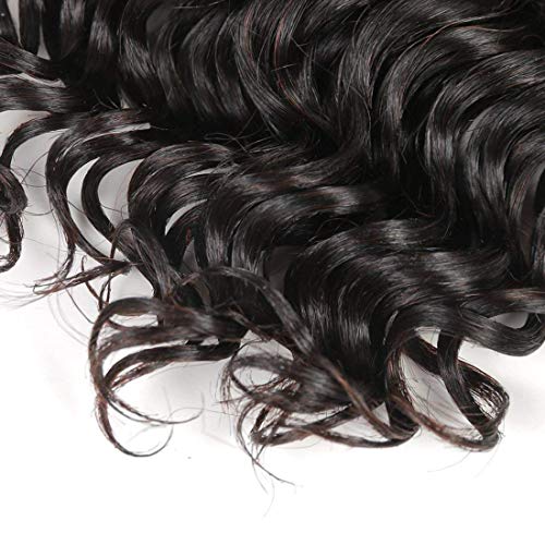 Brazilian Body Wave/Water Wave/Deep Wave/Funmi/Human Hair Bundles Unprocessed Human Hair Natural Black(Deep Wave, 14" 4 Bundles)