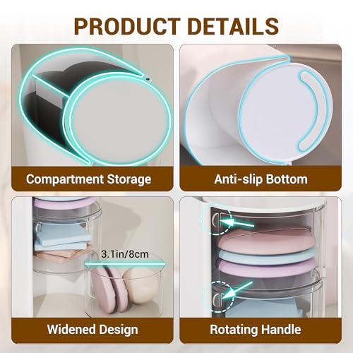 Hair Accessories Organizer with Hair Brush Holder, Rotatable Makeup Brush Holder for Necklaces, Earring, Bracelet, Ring, Makeup Brushes, Hair Clip and Hair Accessories (Pink, 3-Layer)