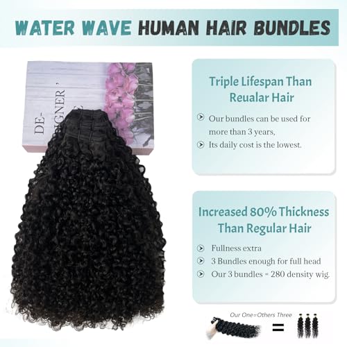 Human Hair Bundles 14 16 18 Inch 3 Bundles Unprocessed Messy Burmese Curly Raw Hair Extension Real Human Hair 15A Natural Color Water Wave Human Hair Weft Extensions Full Ends