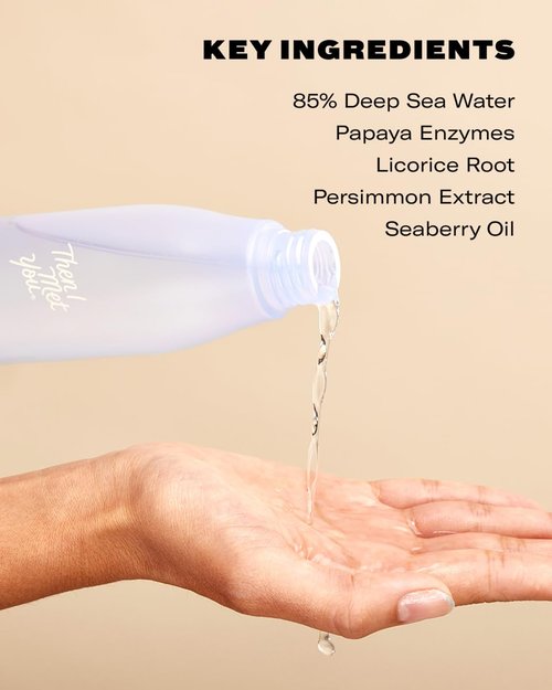 Then I Met You Living Sea Cleansing Tonic, Face Toner & Makeup Remover Micellar Water with Deep Sea Water, Papaya Enzymes & Licorice Root, Vegan & Clean Skincare, 6.08 oz