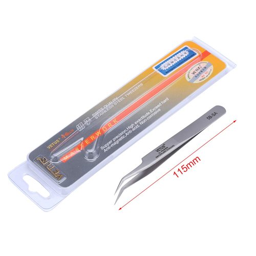 Vetus Tweezer Stainless Steel Non-magnetic Curved Pointed Tip Precision Eyelash Eyebrow Extensions Lashing Tool (5b-sa)