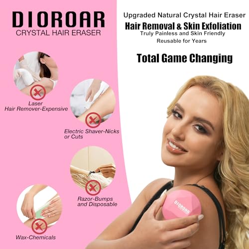 Crystal Hair Eraser for Women,Upgraded Painless Crystal Hair Remover Diamond,Effective Nano Glass Hair Removal Stone Exfoliation without Shaver,Natural Epilator for Silky Skin(Rose Pink)