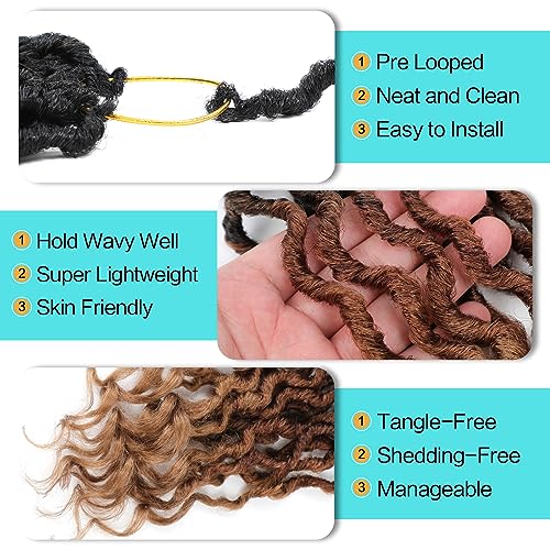 Karida Goddess Locs 12 Inch, Short Faux Locs 8 Packs, Crochet Hair With Curly Ends for Black Women Pre-Looped (12 Inch, Pack of 8, 1B/30/27#)