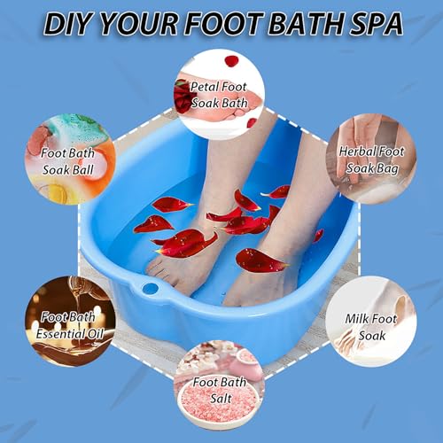 JOYMAY Foot Soaking Bath Basin, Soaking Tub, Large Basin, Feet Pedicure|Foot Massager, Ideal for Relaxation & Stress Relief - Perfect for Home & Spa Use (Blue)