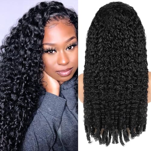 13x6 Jet Black Burmese Curly Lace Front Wigs Human Hair Full Head Lace Frontal Wigs 250 Density Brazilian Full Lace Wigs Preplucked With Baby Hair 250 Density(26 inch)