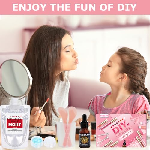 Lip Gloss Making Kit, Lip Gloss Kit, Diy Lipgloss Set, Fun Make Your Own Lipgloss Kids Lip Gloss for Girls, Women, Moisturizing Lip Gloss Base, Jojoba Oil, Tubes, Gift for Her