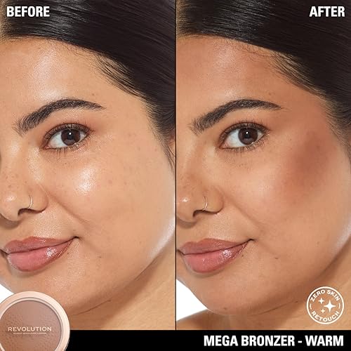 Makeup Revolution Mega Bronzer Powder, Matte Finish, For Light To Deep Skin Tones, Vegan & Cruelty Free, Warm, 0.52 oz/15g
