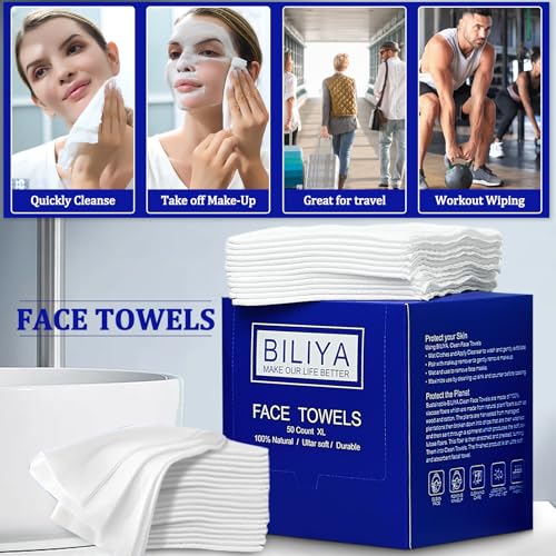 Disposable Face Towel XL, face cleaning wipes, face towels,makeup wipes,towels,Ultra Soft 10 x 12 inches 50 Ct,1 Pack