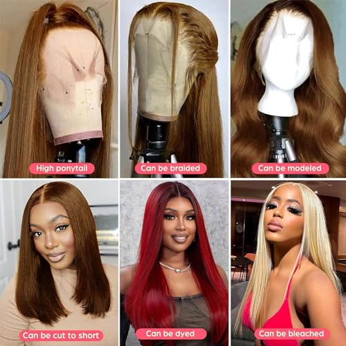 34 inch Chocolate Brown 13¡¿6 lace front wig human hair