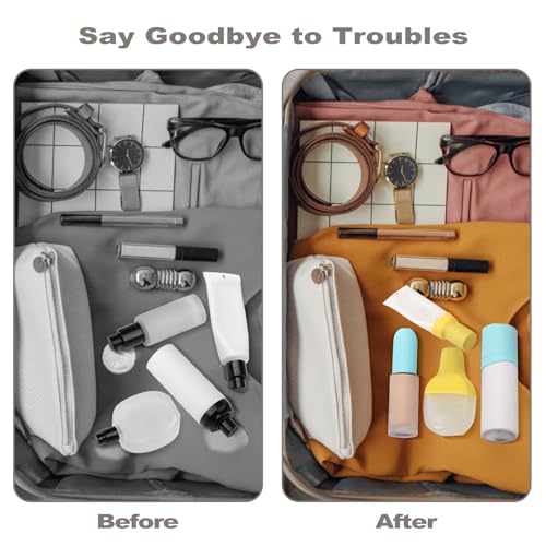 9 Pack Silicone Bottle Covers for Traveling, Airplane Travel Essentials for Women, Beach Vacation and Cruise Ship Travel Accessories, Travel Size Toiletries, Must Haves, Leak Proof