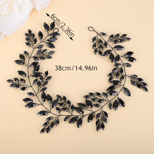 Teyglen Bride Wedding Crystal Hair Vine Full Purple Rhinestone Headband Handmade Rhinestone Headpiece Bridal Hair Accessories for Women Girls (Purple)