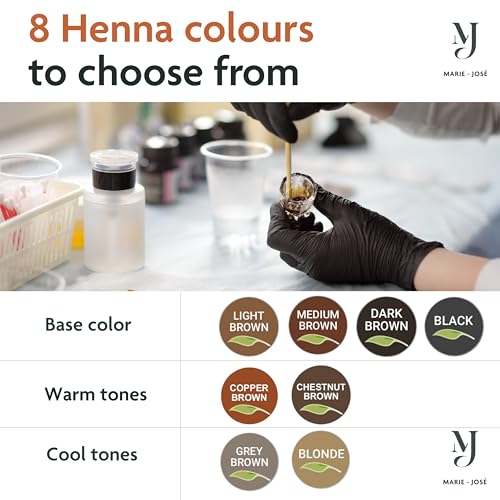 Marie-Jos? & Co Henna Make-Up Coloring Set - Professional Henna Powder for Spot Coloring - Good for 50 Applications (Medium Brown)