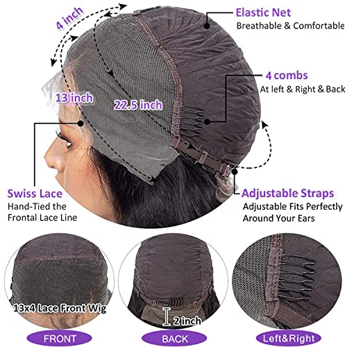 Lace Front Wigs for Black Women Human Hair Body Wave 28 Inch 13x4 Glueless Lace Front Wigs Body Wave Lace Frontal Wigs Human Hair HD Lace Pre Plucked with Baby Hair Brazilian Wigs Virgin Human Hair 180% Denisty Natural Color