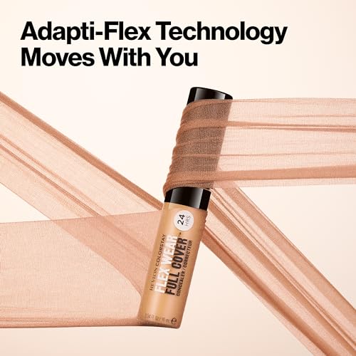 Revlon ColorStay Flex Wear, Full Cover Non-Creasing Concealer, Infused with Hyaluronic Acid & Vitamin E, Flexible Longwear, 015 Light, 0.34 Fl Oz