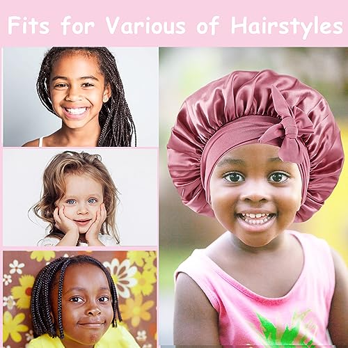 2 PCS Kids Bonnets for Girls,Silk Bonnet for Kid Sleeping,Toddler Bonnet for Curly Hair