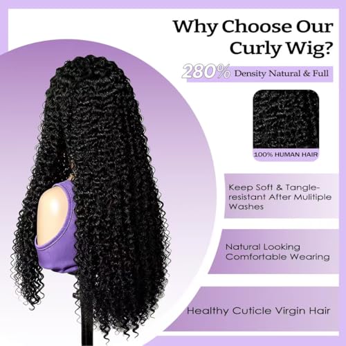 13x6 Lace Front Wigs Human Hair HD Lace Front Wigs 30 inch Curly Wave Glueless Wigs Human Hair Pre Plucked Pre Cut 280 Density 15A Curly Wave Natural Color Wigs for Black Women Triple Lifespan