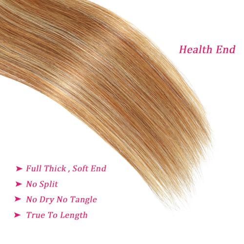 Beautymoon Ombre Raw Straight Bundles 18 20 22 Inch Brazilian Straight Hair Bundles 100% Unprocessed Virgin 4/27 Highlight Honey Blonde Weave Bundle Human Hair