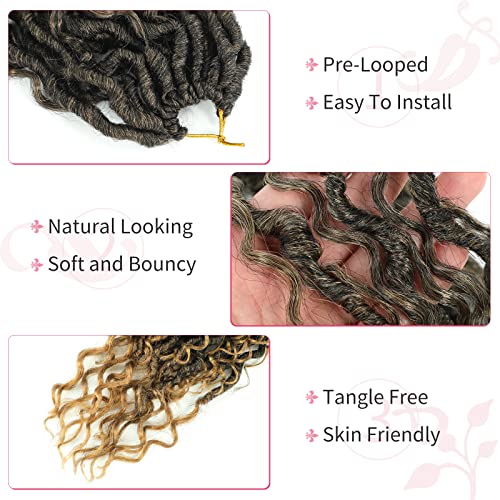 Alicoco Goddess Locs Crochet Hair 14 Inch 8 Packs Faux Locs Crochet Hair For Women Boho Soft Locs Pre-looped River Crochet Locs With Curly Ends (14 Inch (Pack of 8), 1B/27)