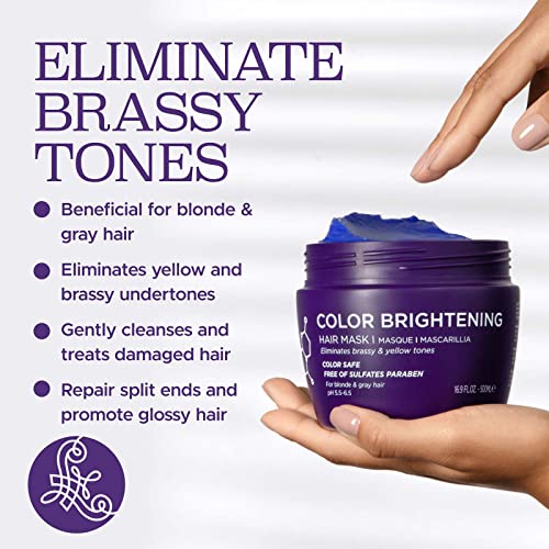 Luseta Purple Hair Mask 16.9 Oz, Deep Conditioner for Color Treated Hair Neutralizes Unwanted Yellow Tones and Removes Brassine, for Blond and Gray hair, Sulfate & Paraben Free