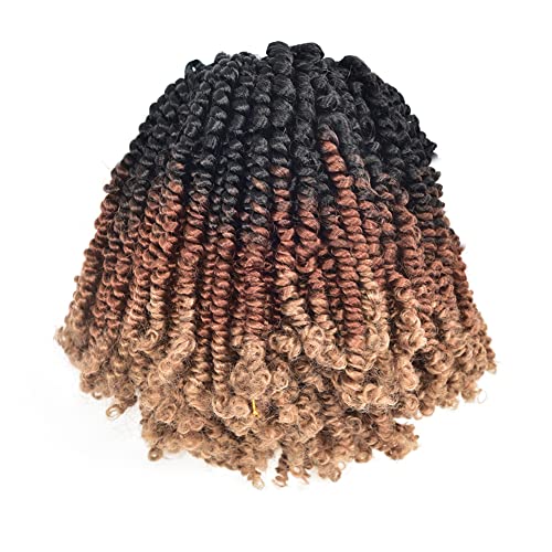 Toyotress Bob Spring Twist Hair - 6 Inch 8 Packs Ombre Brown Blonde Pre-twisted Crochet Hair Spring Twists Crochet Braids, Synthetic Braiding Hair Extensions (6 Inch, OT30/27-8P)