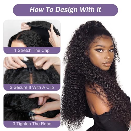 OQ Hair Water Wave Half Wig Human Hair Adjustable Drawstring 180% Density 3 In 1 Beginner Friendly Glueless Wear and Go Half Human Hair Wig for Women 22 Inch
