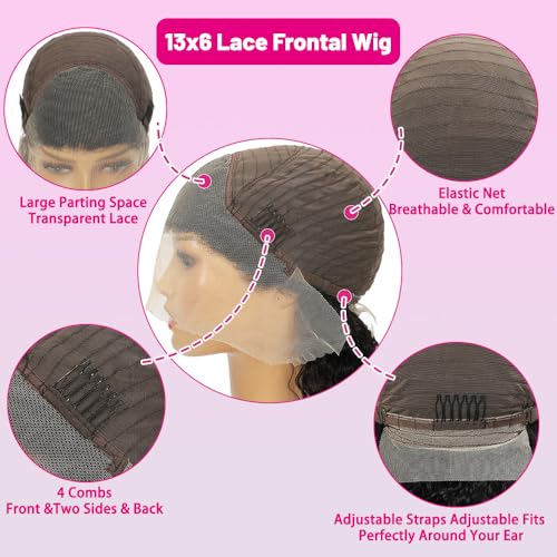99J Burgundy Lace Front Wigs Human hair Deep Wave 13x6 HD Lace Frontal Wigs Human Hair Pre Plucked 200 Density Wine Red Colored 99J Curly human Wig with Baby Hair 26 inch Glueless Wig