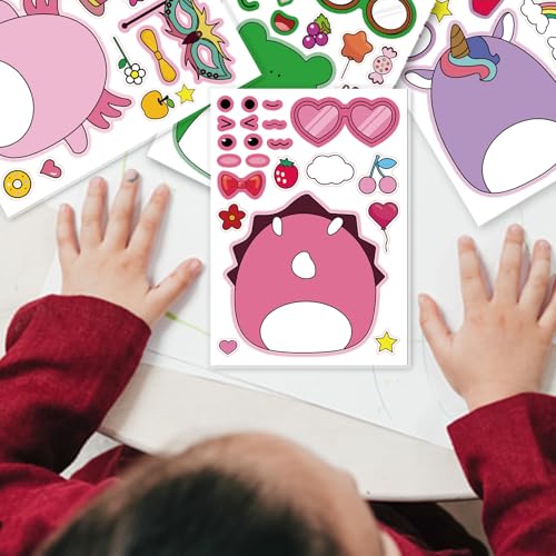 18Pcs Cartoon Make a Face Stickers,Mixed and Matched with 6 Designs Characters Stickers for Birthday Party Decoration,Party Favors.