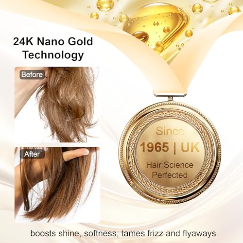 24K Gold Hair Oil, Repair Shine Serum with Coconut, Argan & Olive Oils - Heat Protectant and Frizz Control - Vegan, Lightweight Leave-In Treatment for Dry Damaged Hair (2.02 Fl Oz (Pack of 2))