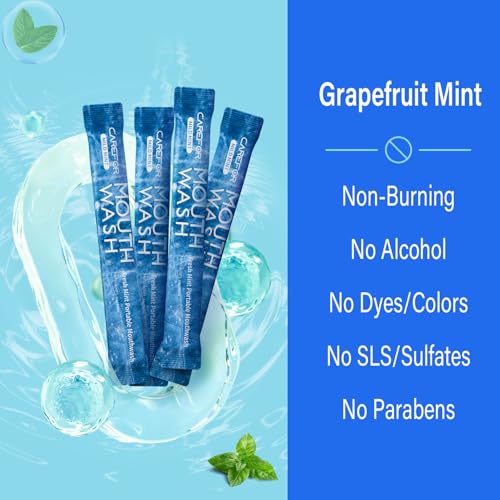 Mouthwash Travel Size, Portable Fresh Breath Mouthwash, Alcohol-Free, ICY Mint Flavor, Mini Pack ? Go for On-The-Go Freshness, Bulk Packets 0.41 Fl Oz(Pack of 20)
