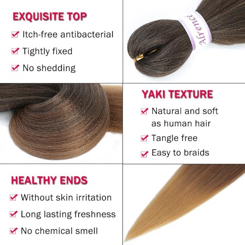 Alrence Pre Stretched Braiding Hair Long Braid 16 Inch 8 Packs Professional Braiding Hair Extensions Synthetic Crochet Twist Braids (16 Inch, 1B/30/27)
