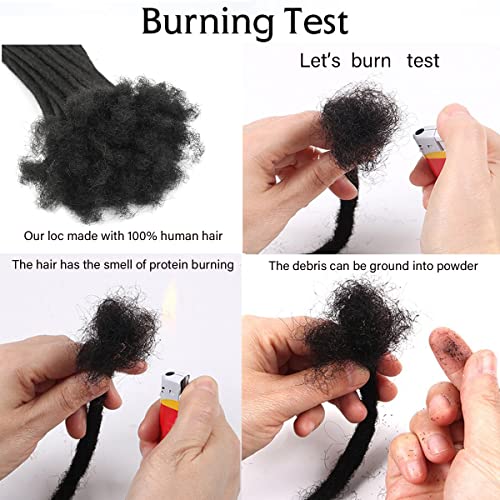 Dreadlocks Extension Human Hair 10inch 0.8cm 60 Strands Locs Extensions Human Hair For Man/Women Permanent Loc Extensions Can Be Dyed Bleached Curled (Natural Black)