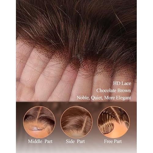 13x6 Lace Front Wigs Human Hair 34 Inch 200 Density Chocolate Brown HD Lace Front Wig Body Wave 4# Colored Wigs Human Hair Real | Soft Non-shedding Non-tangling Full Length No Peculiar Smell