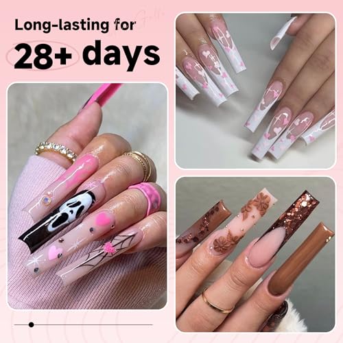 UNA GELLA No C Curve Tapered Square Nail Tips 216Pcs - 3XL Half Cover Clear Acrylic False Straight Nail Tips Long Soft Square Gel Tips Press on Nails for Nail Extensions DIY 12 Sizes With Box