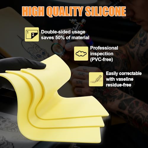 10Pcs Tattoo Practice Skins, 3mm Thick Fake Skin 6"x8" - Realistic Reusable Silicone Sheet for Beginners & Professional Artists Tattoo Skin with Storage Box
