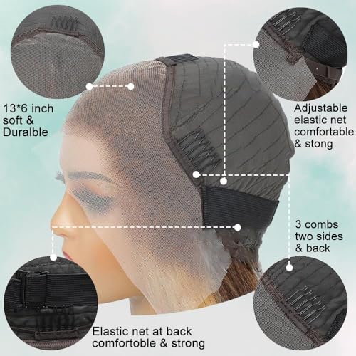 Highlight Ombre 13x6 Lace Front Wig Human Hair 220% Density Honey Blonde Ombre Highlight Body Wave Human Hair Wig Pre Plucked with Baby Hair 4/27 Highlight Wigs for Women 22 Inch
