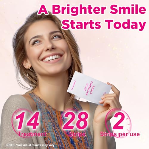 CALLSMILE Teeth Whitening Strips - 14 Treatments Enamel Safe, Professional Teeth Whitening with Non-Slip Dry Strip Technology, Deep Stains Removal, No Sensitivity, Mint (28 Strips)