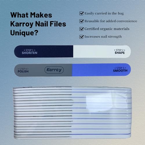 Nail File and Buffer for Natural Nails Dual Sided 4 Steps Shorten-Shape-Smooth-Polishing Nail Tools 20pcs